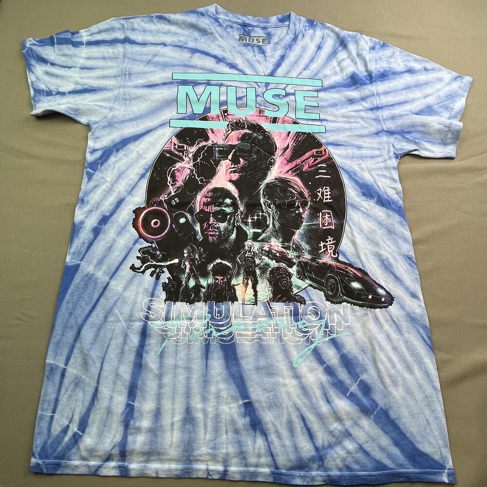 Muse Shirt Mens Medium Blue Tie Dye Simulation Theory Band Rock Music Graphic